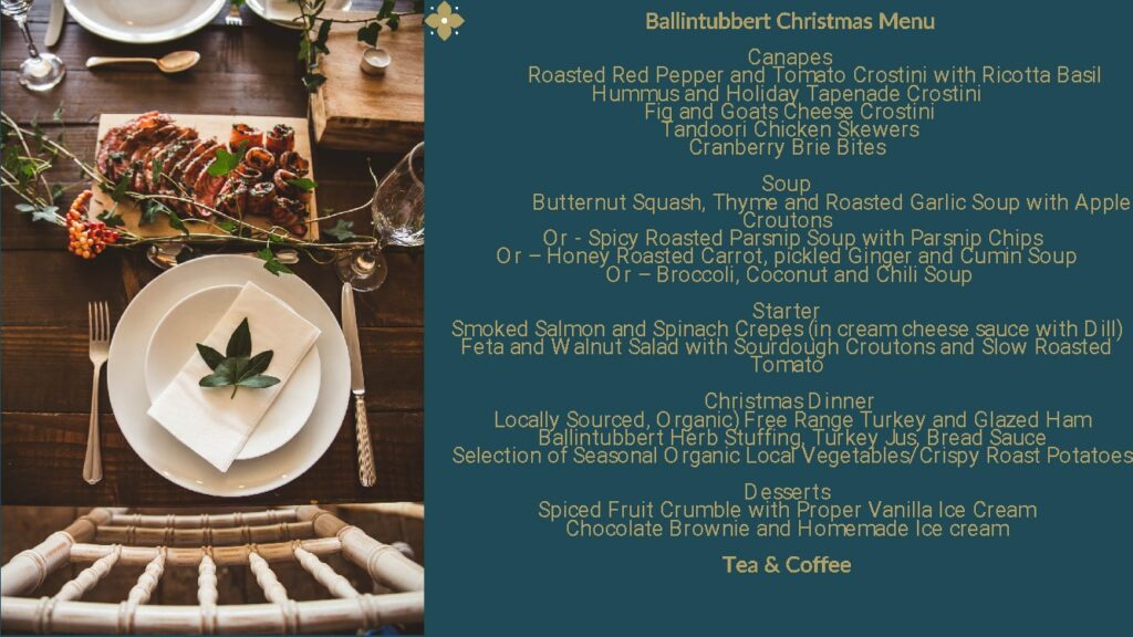 Ballintubbert House Christmas Menu